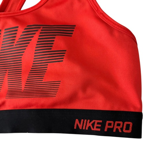 Nike Pro Dri-FIT Sports Bra Womens Large Red Black Graphic Racerback Activewear - Picture 9 of 10